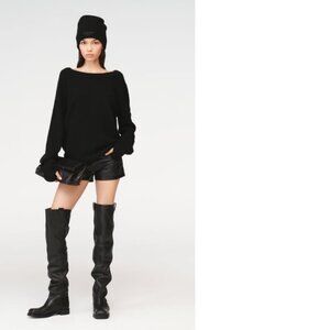 Zara Steven Meisel Over the Knee Black Leather Boots 37 (7) could fit 6/6.5